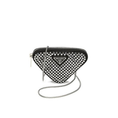 PRADA MINI TRIANGLE CRYSTAL-EMBELLISHED 1BD733 (13*9*2.5cm) 